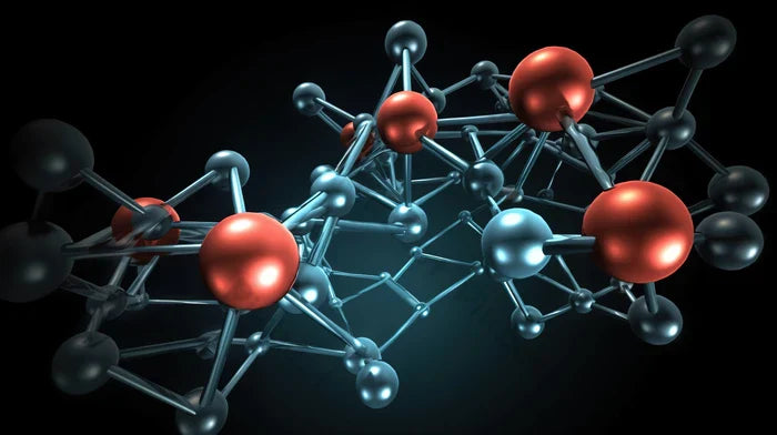 Estructura simbiótica de los ingredientes de Pisalak: unión de probióticos, prebióticos y zinc representada a nivel molecular.