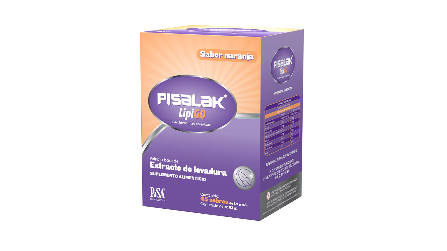 Pisalak Lipigo Suplemento Alimenticio Con Extracto De Levadura Para Control De Peso 45 Sobres