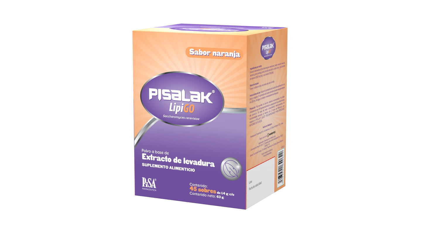 Pisalak Lipigo Suplemento Alimenticio Con Extracto De Levadura Para Control De Peso 45 Sobres