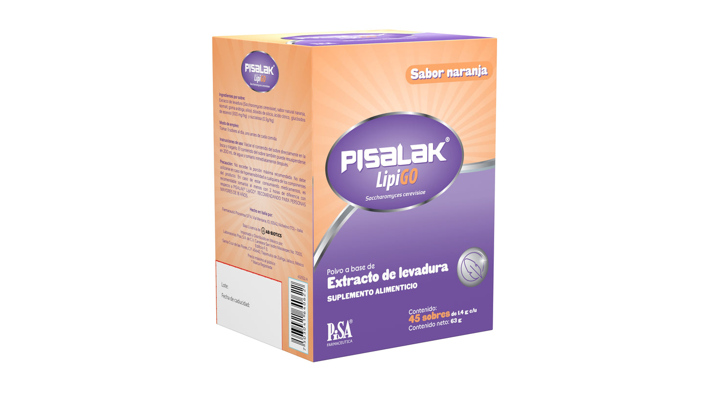 Pisalak Lipigo Suplemento Alimenticio Con Extracto De Levadura Para Control De Peso 45 Sobres
