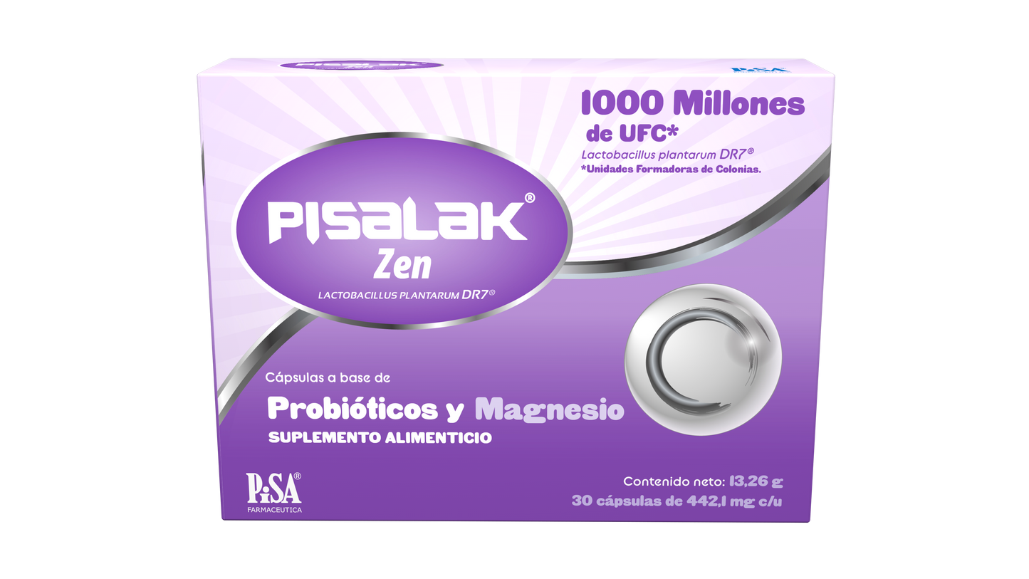 Pisalak Zen Suplemento Alimenticio Probióticos Magnesio 1000 M Ufc / 56.25 Mg Con 30 Cápsulas
