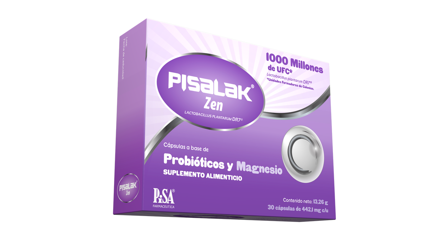 Pisalak Zen Suplemento Alimenticio Probióticos Magnesio 1000 M Ufc / 56.25 Mg Con 30 Cápsulas